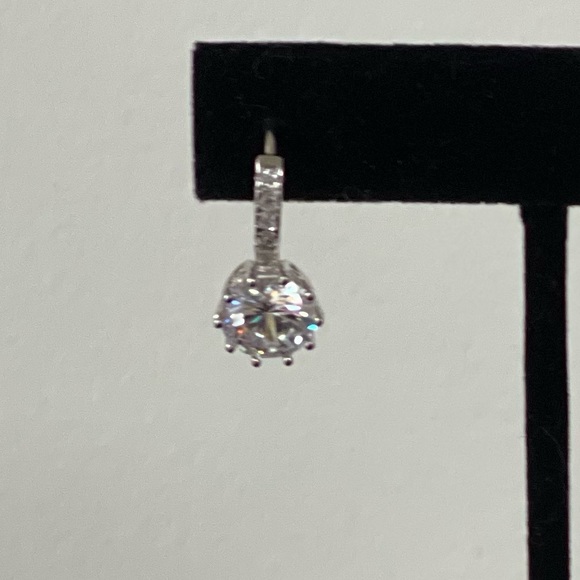Clear stone drop earrings w/smaller clear stones set tone diamond like - Picture 9 of 11